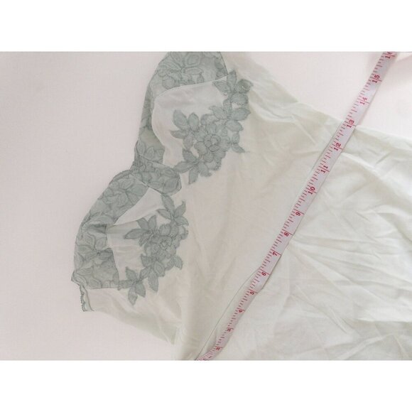 Vintage Charmode Sears Mint Green Lace Trim Nightgown With Floral Appliqué & Adj - Picture 8 of 11